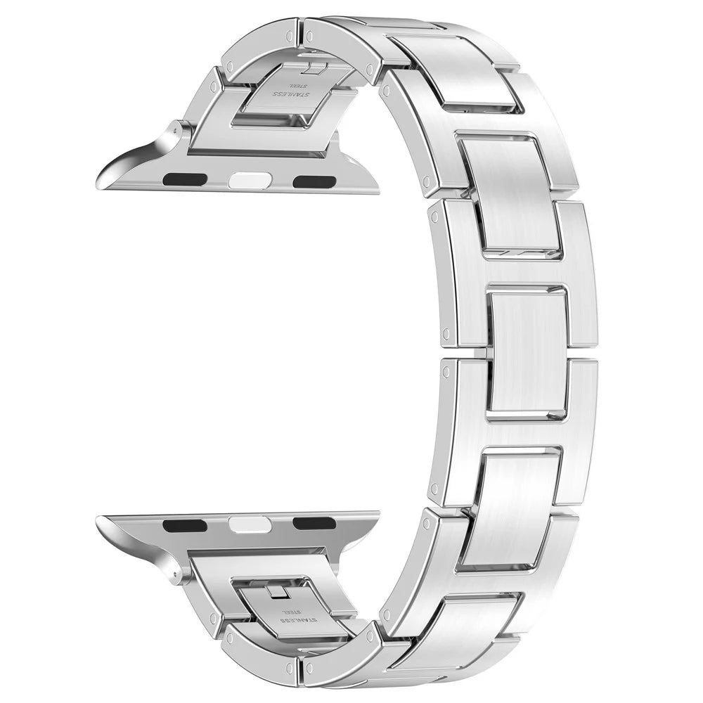 For Apple Watch Ultra 3 2 1 49mm / Series 11 10 46mm / 9 8 7 45mm / SE3 SE2 SE 6 5 4 44mm / 3 2 1 42mm Watch Band Stainless Steel Strap - Silver - 3
