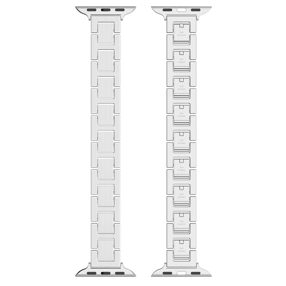 For Apple Watch Ultra 3 2 1 49mm / Series 11 10 46mm / 9 8 7 45mm / SE3 SE2 SE 6 5 4 44mm / 3 2 1 42mm Watch Band Stainless Steel Strap - Silver - 6