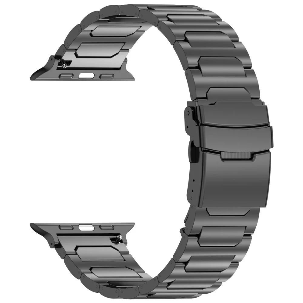 For Apple Watch Ultra 3 2 1 49mm / Series 11 10 46mm / 9 8 7 45mm / SE3 SE2 SE 6 5 4 44mm / 3 2 1 42mm 3 Titanium Metal Watch Band - Black - 3