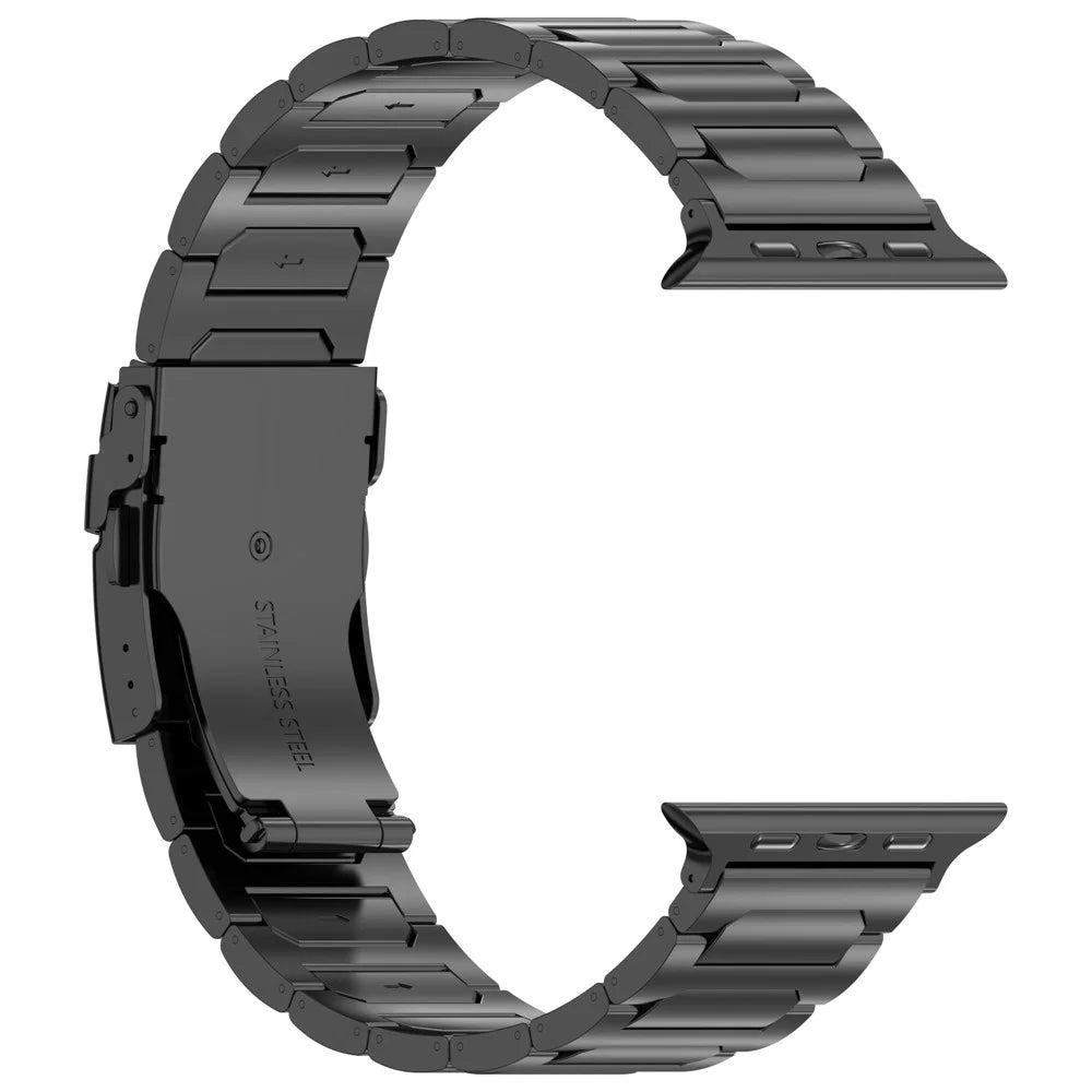 For Apple Watch Ultra 3 2 1 49mm / Series 11 10 46mm / 9 8 7 45mm / SE3 SE2 SE 6 5 4 44mm / 3 2 1 42mm 3 Titanium Metal Watch Band - Black - 4