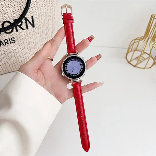 For Samsung Galaxy Watch3 45mm / Huawei Watch GT 4 46mm Strap 22mm PU Leather Watch Band - Red - 1