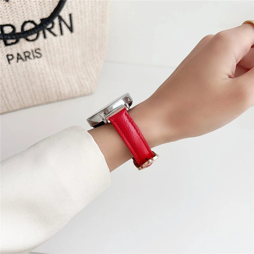 For Samsung Galaxy Watch3 45mm / Huawei Watch GT 4 46mm Strap 22mm PU Leather Watch Band - Red - 3
