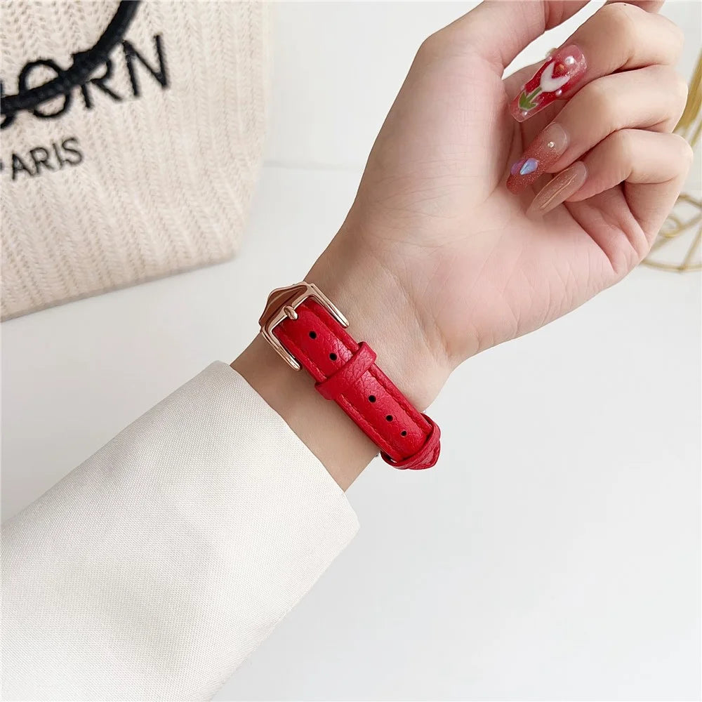 For Samsung Galaxy Watch3 45mm / Huawei Watch GT 4 46mm Strap 22mm PU Leather Watch Band - Red - 4