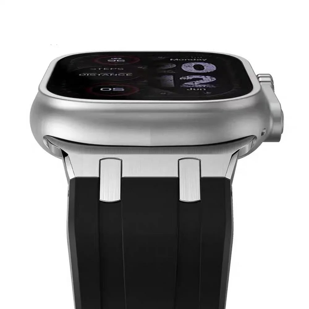 For Apple Watch Ultra 3 2 1 49mm / Series 11 10 46mm / 9 8 7 45mm / SE3 SE2 SE 6 5 4 44mm / 3 2 1 42mm Silicone Strap Butterfly Buckle Watchband - White - 4