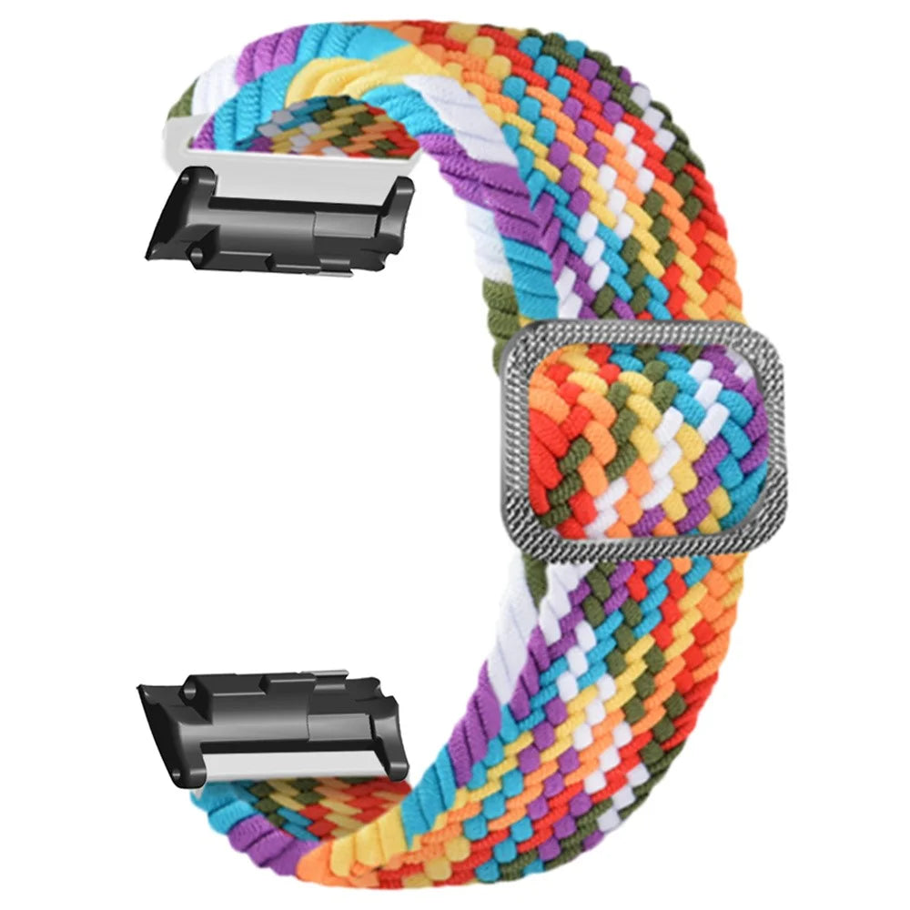 For Huawei Watch D Elastic Braided Nylon Watch Strap Adjustable Wrist Band - Rainbow - 1