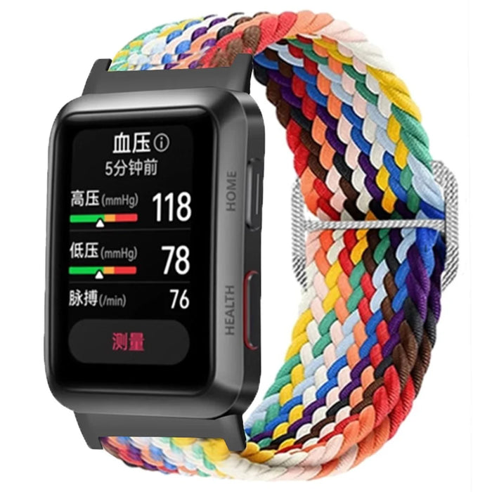 For Huawei Watch D Elastic Braided Nylon Watch Strap Adjustable Wrist Band - Rainbow - 3