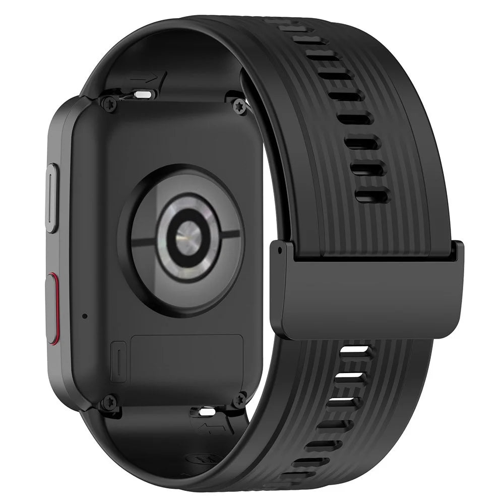 For Huawei Watch D Adjustable Silicone+Metal Watch Strap Flexible Wrist Band with Buckle - Black - 1