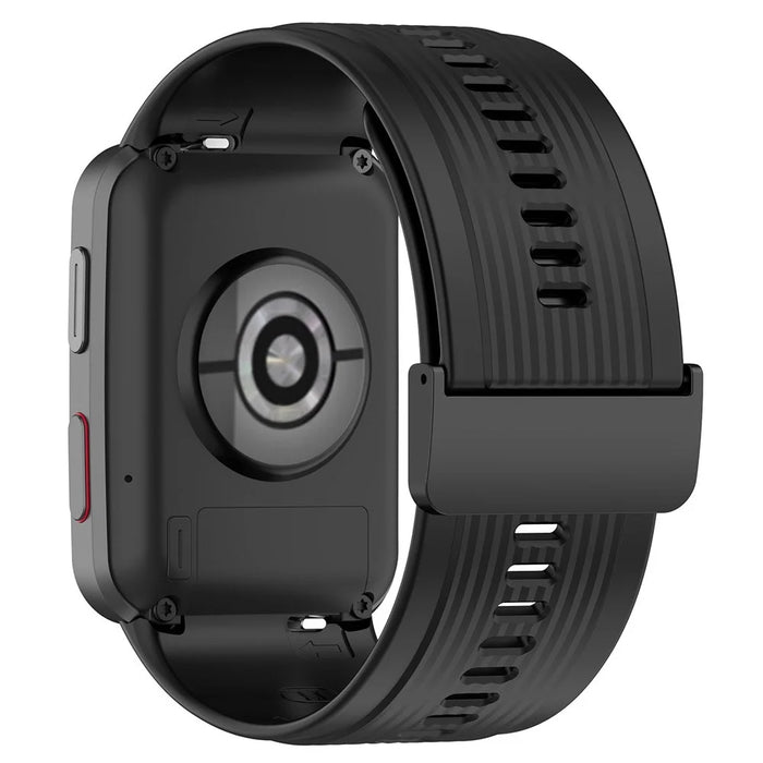 For Huawei Watch D Adjustable Silicone+Metal Watch Strap Flexible Wrist Band with Buckle - Black - 1