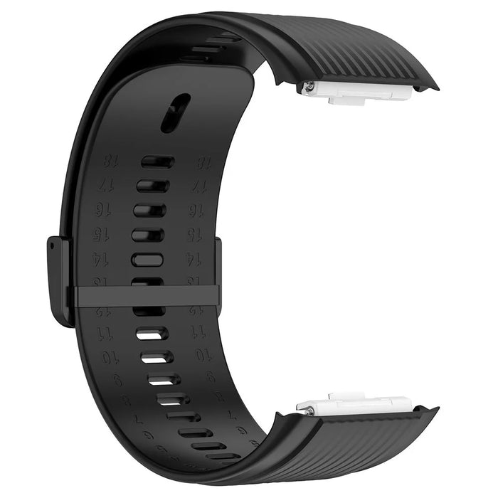 For Huawei Watch D Adjustable Silicone+Metal Watch Strap Flexible Wrist Band with Buckle - Black - 3
