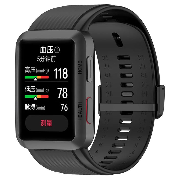 For Huawei Watch D Adjustable Silicone+Metal Watch Strap Flexible Wrist Band with Buckle - Black - 4