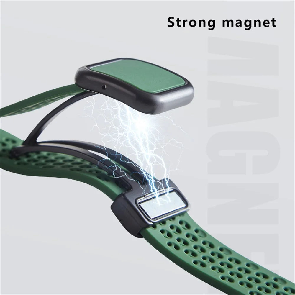 Watch Strap for Apple Watch Series 11 10 42mm / 9 8 7 41mm / SE3 SE2 SE 6 5 4 40mm / 3 2 1 38mm Magnetic Silicone Band - Blackish Green - 2