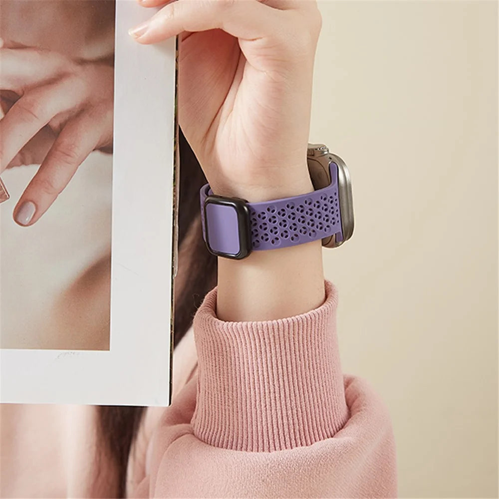 Watch Strap for Apple Watch Series 11 10 42mm / 9 8 7 41mm / SE3 SE2 SE 6 5 4 40mm / 3 2 1 38mm Magnetic Silicone Band - Blackish Green - 5