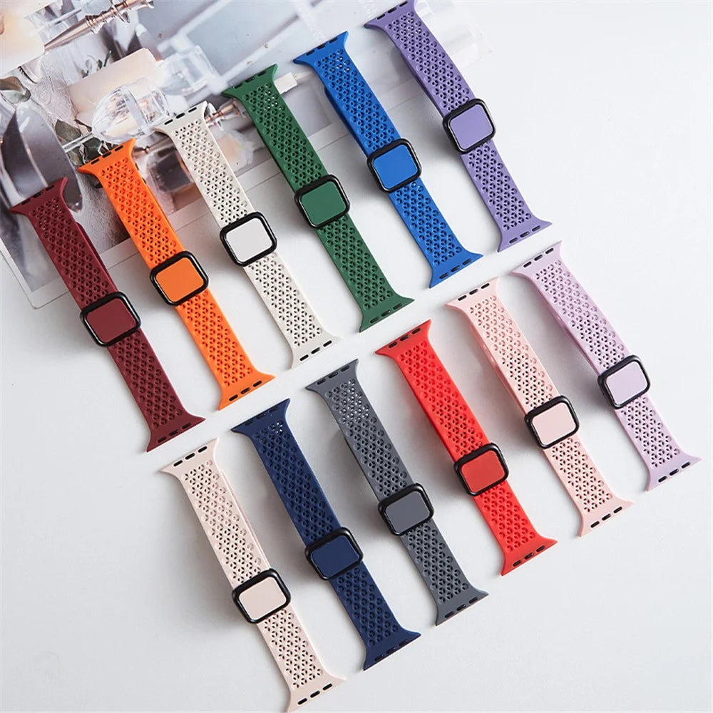 Watch Strap for Apple Watch Series 11 10 42mm / 9 8 7 41mm / SE3 SE2 SE 6 5 4 40mm / 3 2 1 38mm Magnetic Silicone Band - Blackish Green - 7