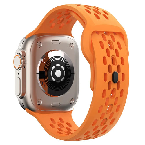 Replacement Strap for Apple Watch Series 11 10 42mm / 9 8 7 41mm / SE3 SE2 SE 6 5 4 40mm / 3 2 1 38mm Mesh Hole Watch Band - Orange - 1