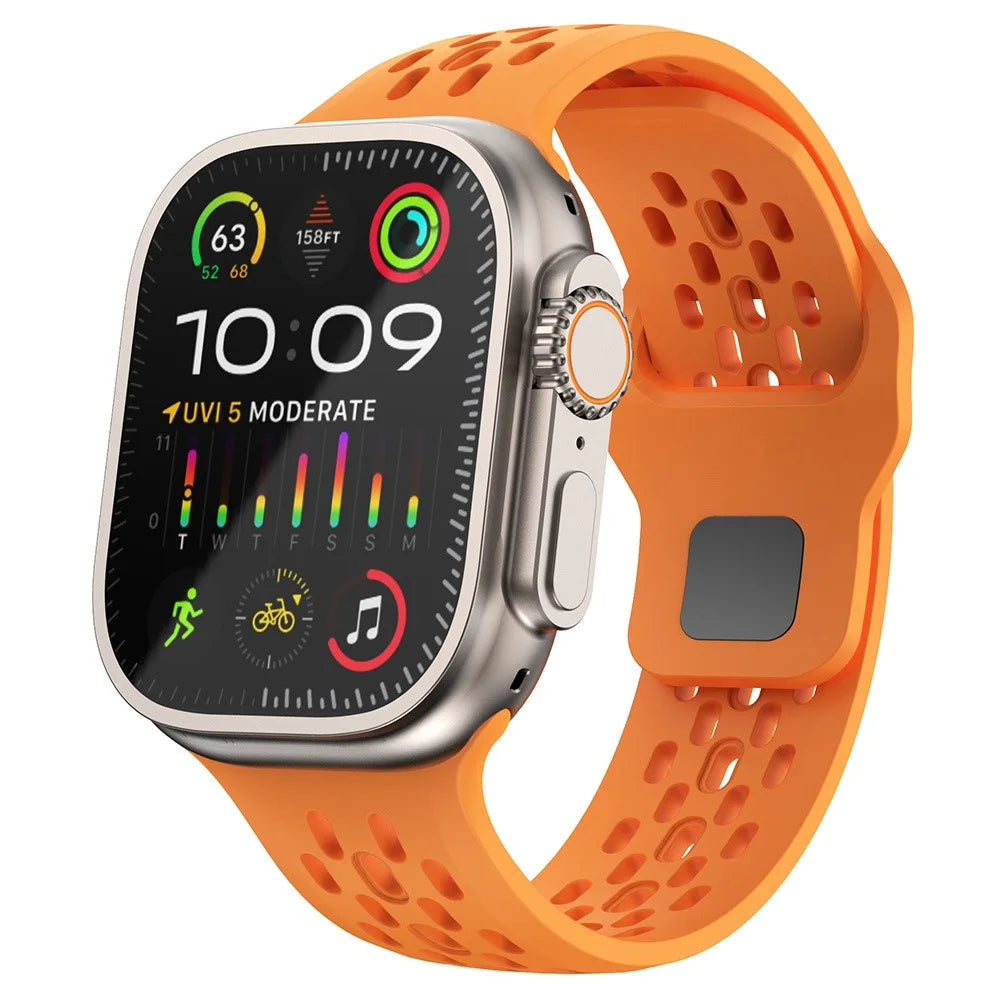 Replacement Strap for Apple Watch Series 11 10 42mm / 9 8 7 41mm / SE3 SE2 SE 6 5 4 40mm / 3 2 1 38mm Mesh Hole Watch Band - Orange - 4