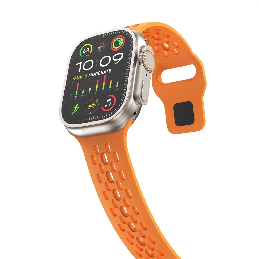Replacement Strap for Apple Watch Series 11 10 42mm / 9 8 7 41mm / SE3 SE2 SE 6 5 4 40mm / 3 2 1 38mm Mesh Hole Watch Band - Orange - 5