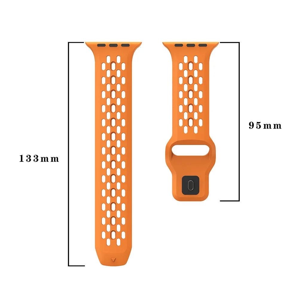Replacement Strap for Apple Watch Series 11 10 42mm / 9 8 7 41mm / SE3 SE2 SE 6 5 4 40mm / 3 2 1 38mm Mesh Hole Watch Band - Orange - 7