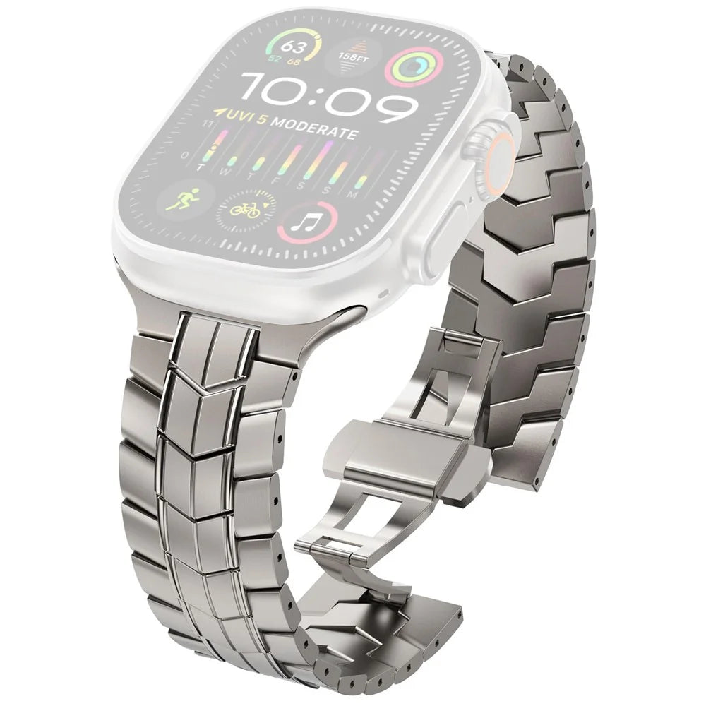 For Apple Watch Series 11 10 42mm / 9 8 7 41mm / SE3 SE2 SE 6 5 4 40mm / 3 2 1 38mm Watch Band Titanium Alloy Strap - 1