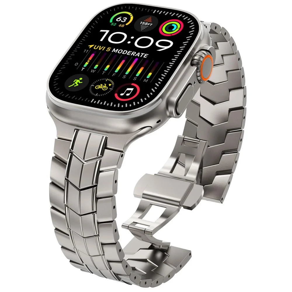 For Apple Watch Series 11 10 42mm / 9 8 7 41mm / SE3 SE2 SE 6 5 4 40mm / 3 2 1 38mm Watch Band Titanium Alloy Strap - 2
