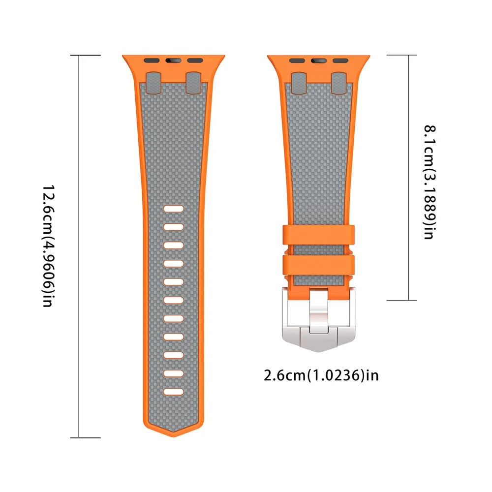 For Apple Watch Ultra 3 2 1 49mm / Series 11 10 46mm / 9 8 7 45mm / SE3 SE2 SE 6 5 4 44mm / 3 2 1 42mm Silicone Watch Band - Orange+Grey - 7