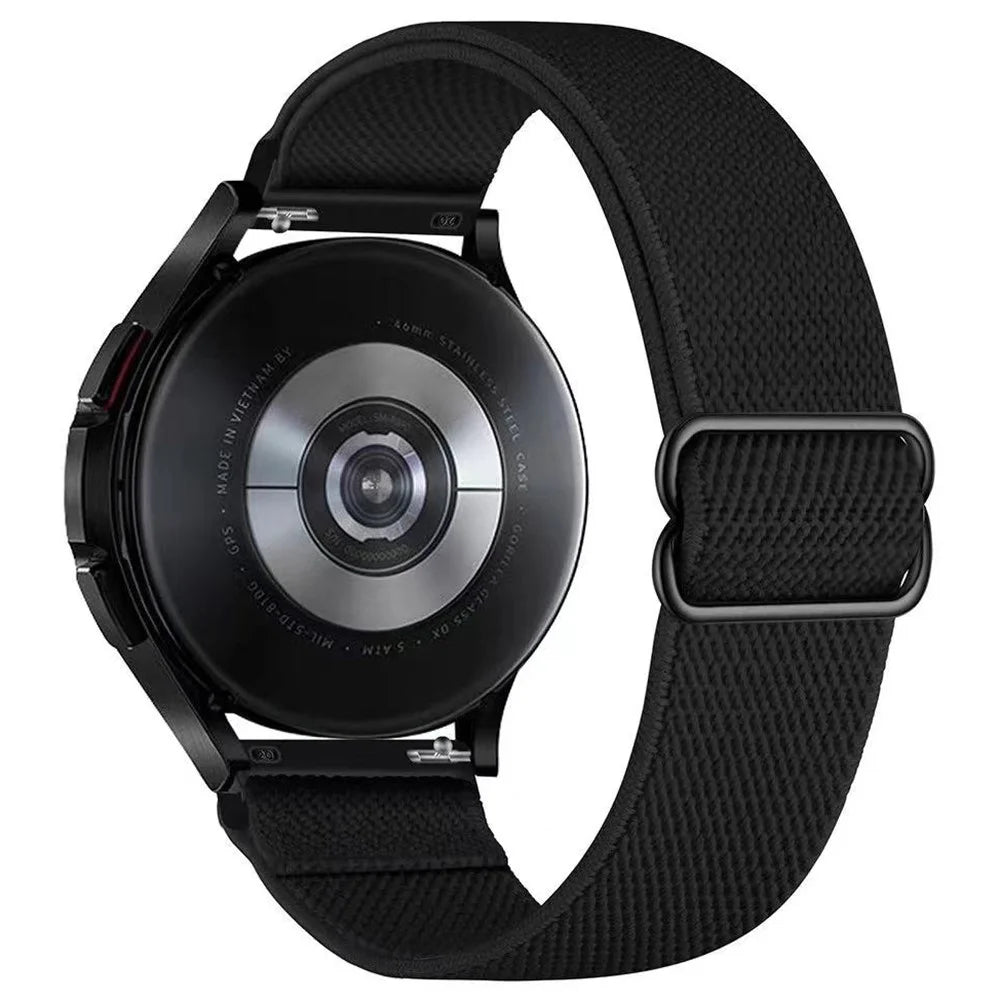 For Samsung Galaxy Watch6 Classic 47mm 43mm Watch Strap 20mm Adjustable Nylon Wrist Band - Black - 2