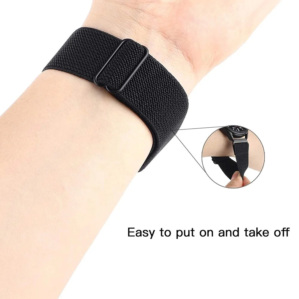 For Samsung Galaxy Watch3 45mm / Huawei Watch GT 4 46mm Nylon Watch Band 22mm Replacement Strap - Black - 4
