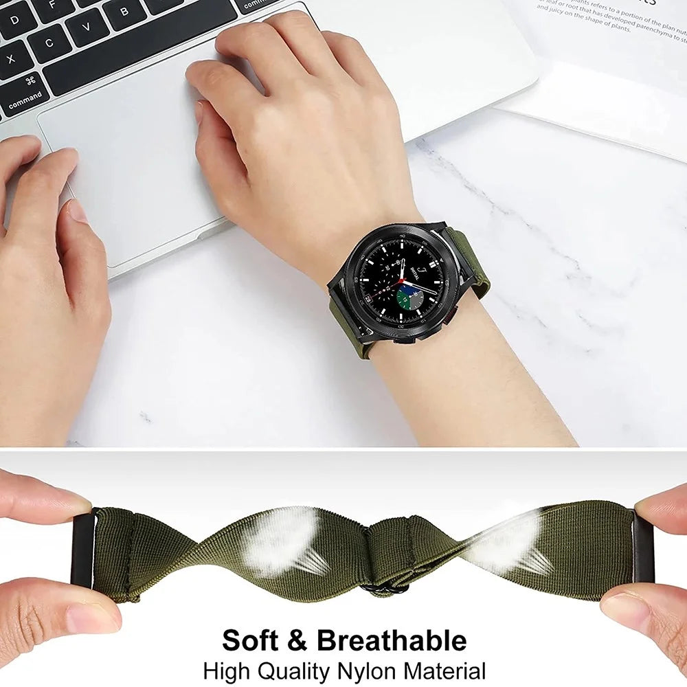 For Samsung Galaxy Watch3 45mm / Huawei Watch GT 4 46mm Nylon Watch Band 22mm Replacement Strap - Black - 5