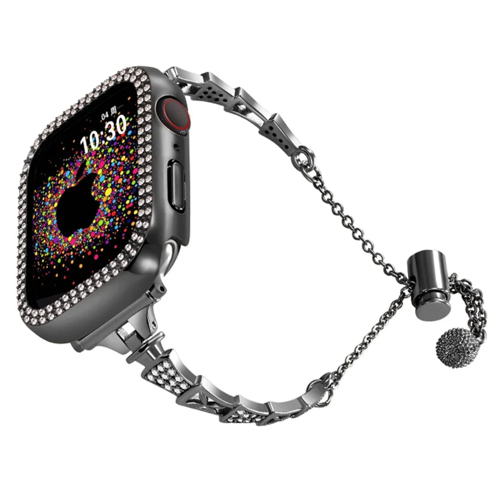Tower Design Copper Bracelet for Apple Watch Ultra 3 2 1 49mm / Series 11 10 46mm / 9 8 7 45mm / SE3 SE2 SE 6 5 4 44mm / 3 2 1 42mm Wrist Band - Black - 2