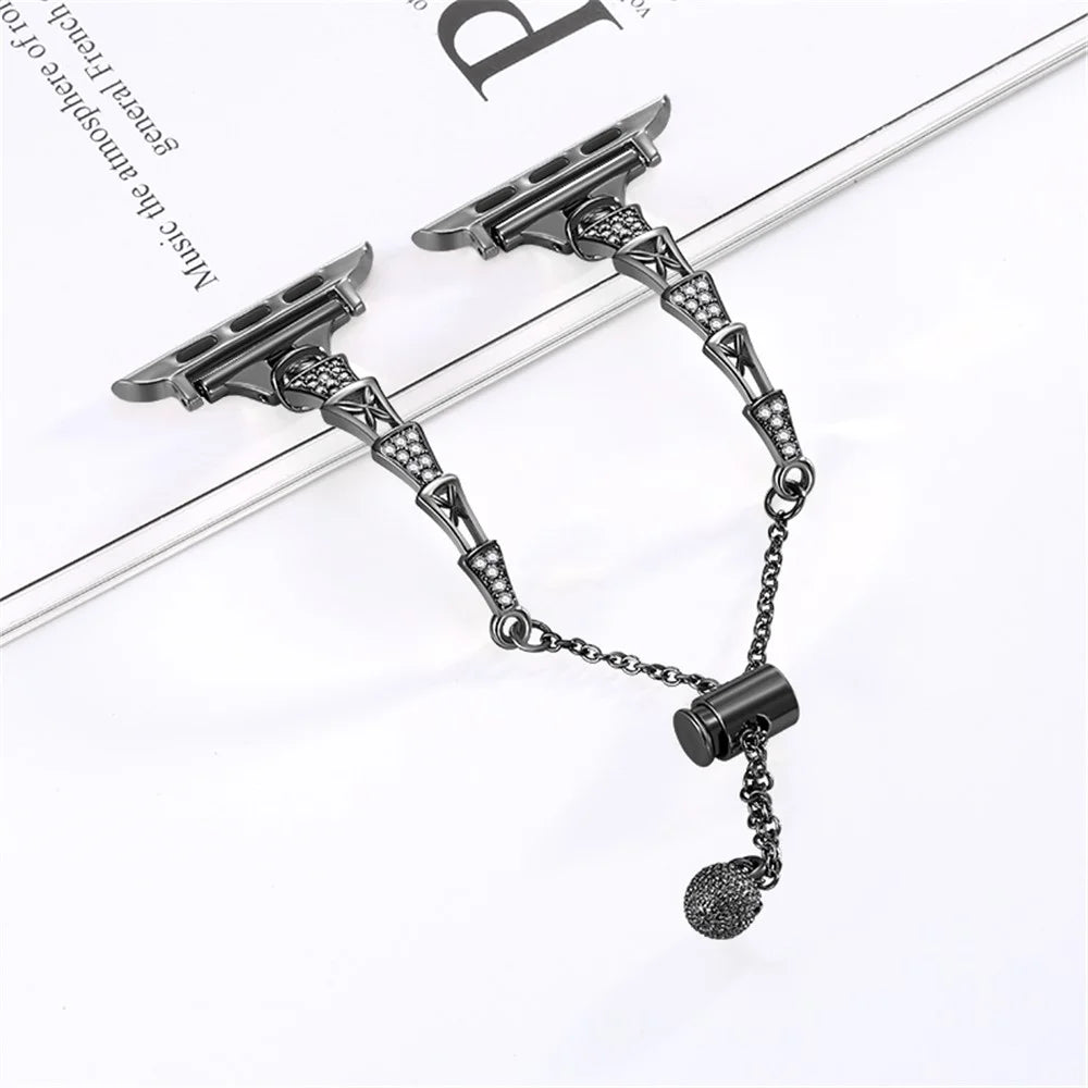 Tower Design Copper Bracelet for Apple Watch Ultra 3 2 1 49mm / Series 11 10 46mm / 9 8 7 45mm / SE3 SE2 SE 6 5 4 44mm / 3 2 1 42mm Wrist Band - Black - 3