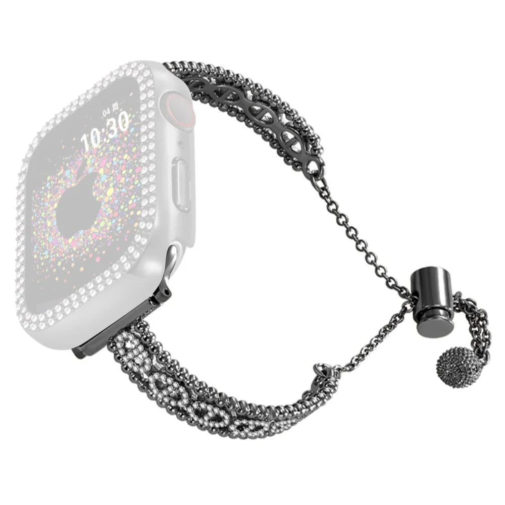 For Garmin / Samsung / LG / Huawei / Huami 20mm Universal Rhinestone Copper Watch Strap - Black - 1