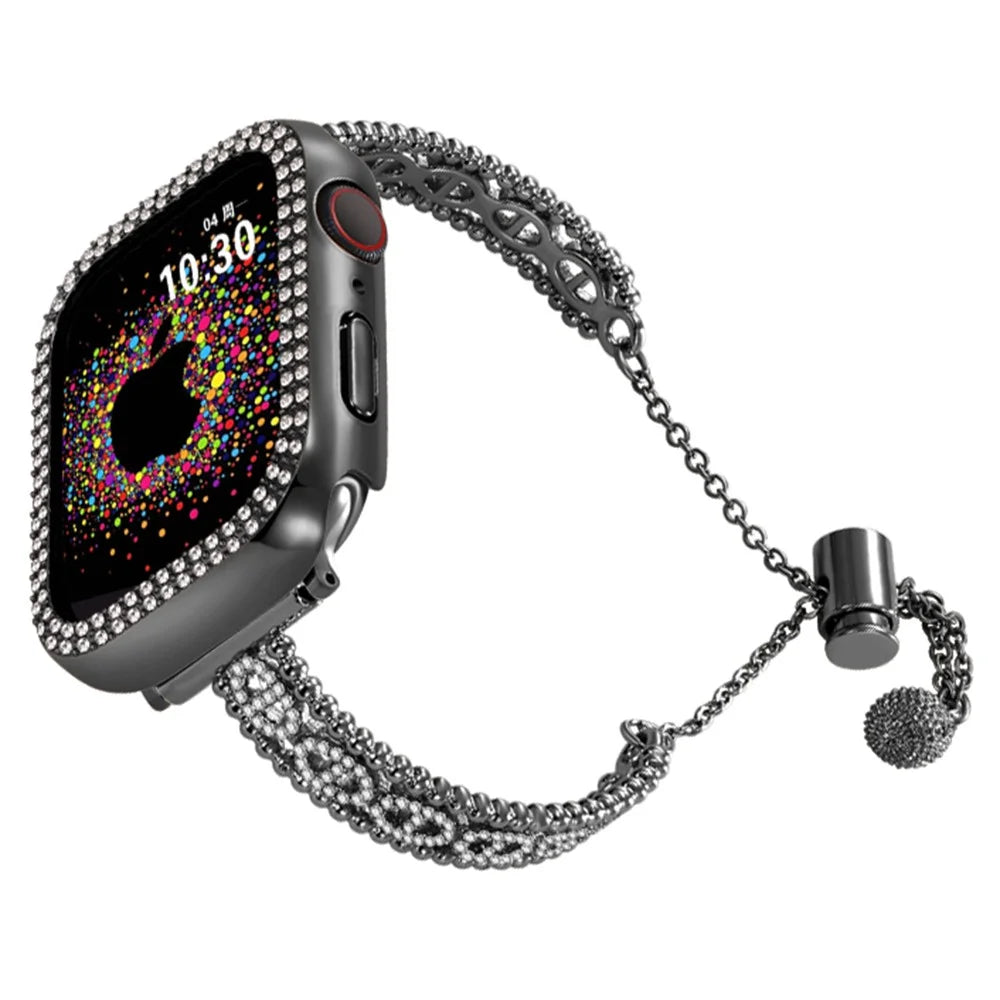 For Garmin / Samsung / LG / Huawei / Huami 20mm Universal Rhinestone Copper Watch Strap - Black - 2