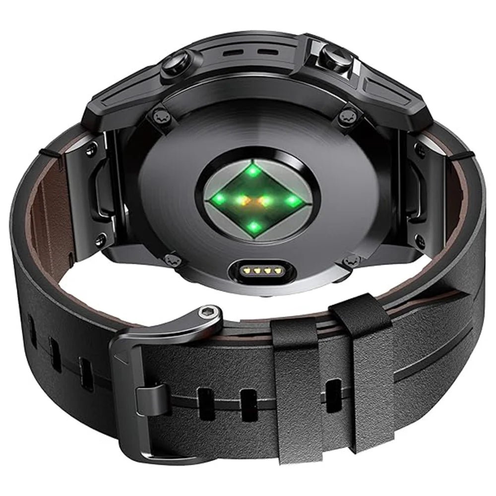 For Garmin Fenix 5 6 7 Instinc Instinc 2 Approach 22mm Soft Genuine Leather Watch Strap - Black - 2
