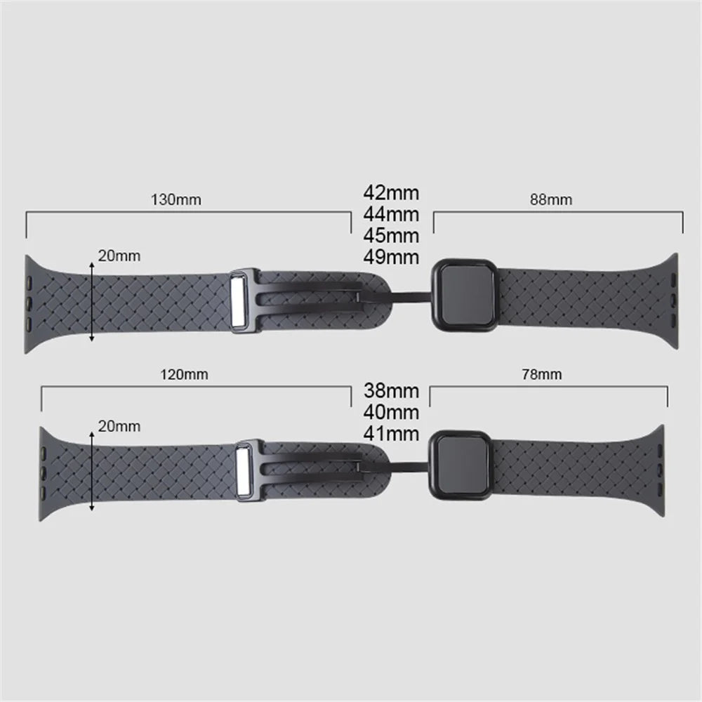 Watch Band For Apple Watch Series 11 10 42mm / 9 8 7 41mm / SE3 SE2 SE 6 5 4 40mm / 3 2 1 38mm Woven Texture Silicone Strap - Misty Blue - 7