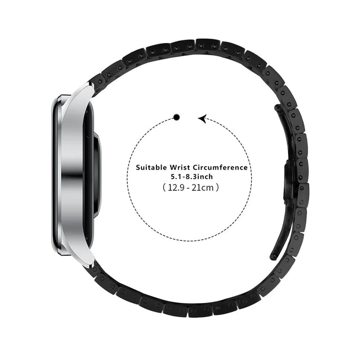 For Haylou RT LS05S Stainless Steel Strap Line Design Smart Watch Replacement Band - Black+Silver - 7