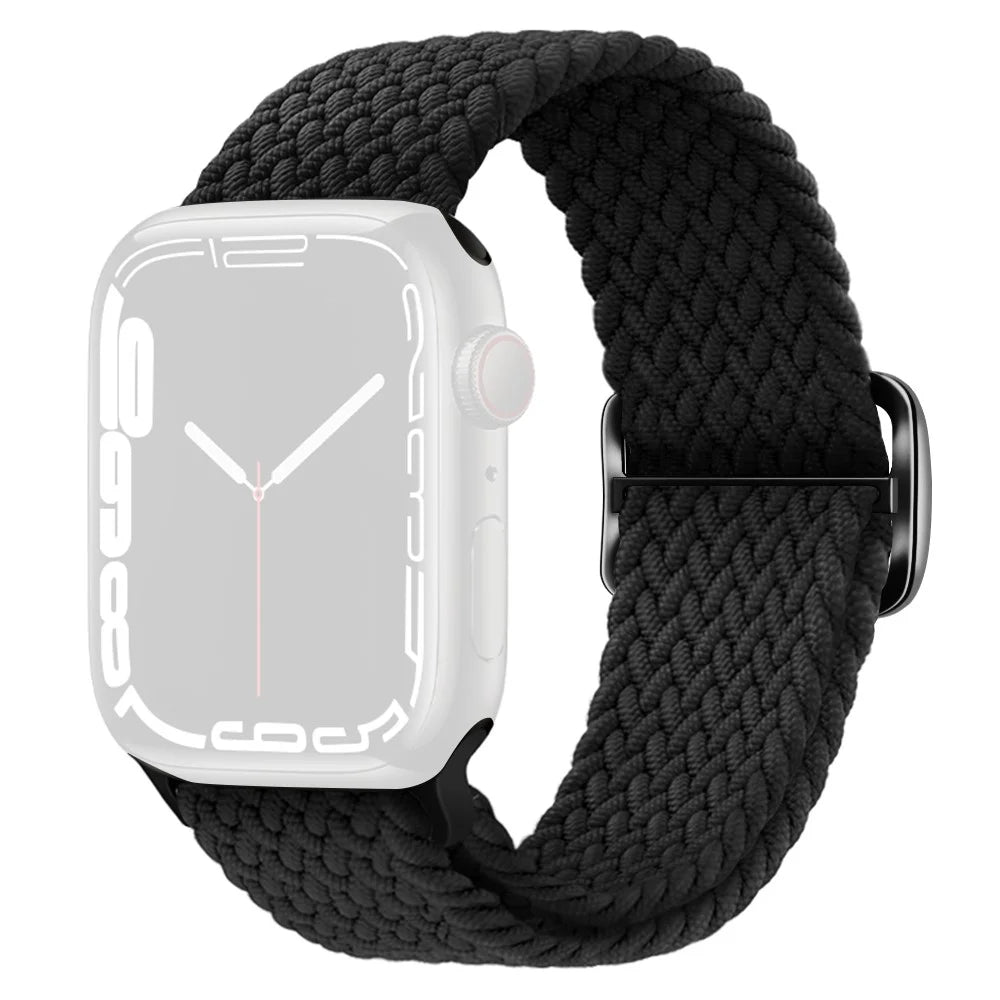 KALEBOL Watch Band For Apple Watch Series 11 10 42mm / 9 8 7 41mm / SE3 SE2 SE 6 5 4 40mm / 3 2 1 38mm Nylon Strap - Black - 1