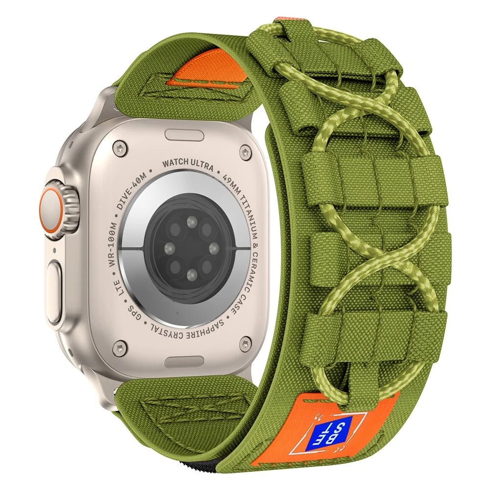 KALEBOL KLB-MSTNL-001 For Apple Watch Ultra 3 2 1 49mm / Series 11 10 46mm / 9 8 7 45mm / SE3 SE2 SE 6 5 4 44mm / 3 2 1 42mm Nylon Watch Strap - Green - 1