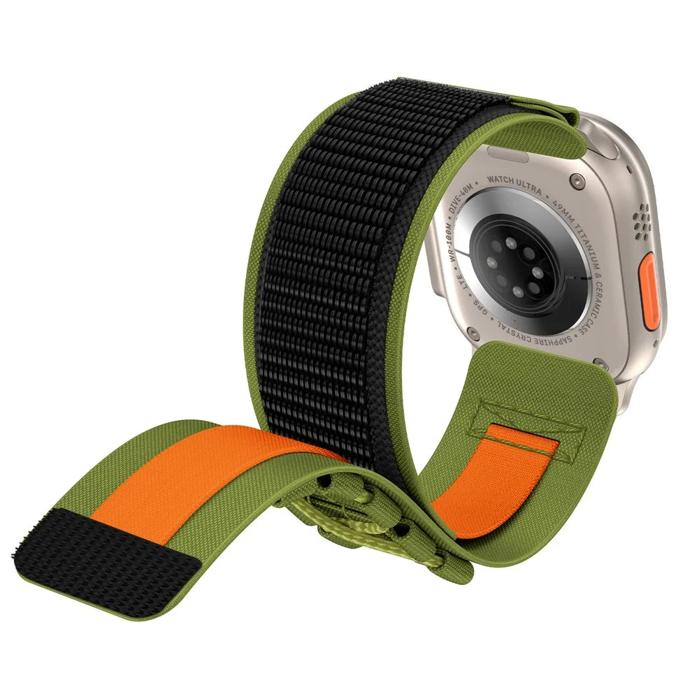 KALEBOL KLB-MSTNL-001 For Apple Watch Ultra 3 2 1 49mm / Series 11 10 46mm / 9 8 7 45mm / SE3 SE2 SE 6 5 4 44mm / 3 2 1 42mm Nylon Watch Strap - Green - 2
