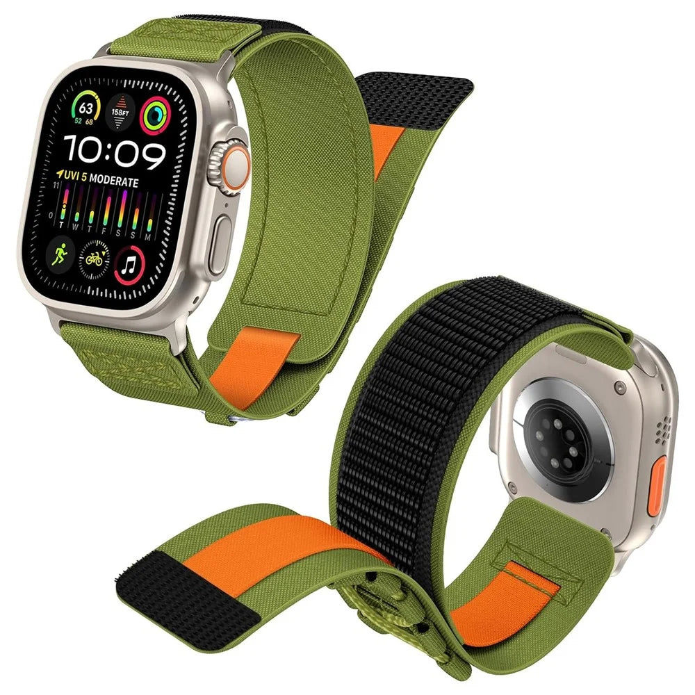 KALEBOL KLB-MSTNL-001 For Apple Watch Ultra 3 2 1 49mm / Series 11 10 46mm / 9 8 7 45mm / SE3 SE2 SE 6 5 4 44mm / 3 2 1 42mm Nylon Watch Strap - Green - 6