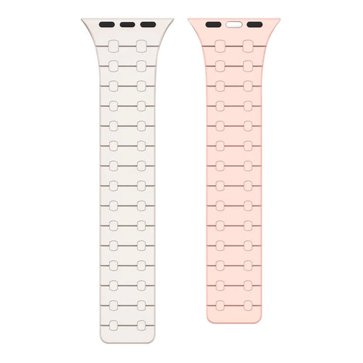 KALEBOL KLB-CXGJ-002 Magnetic Silicone Band For Apple Watch Series 11 10 42mm / 9 8 7 41mm / SE3 SE2 SE 6 5 4 40mm / 3 2 1 38mm - Starlight+Pink - 2
