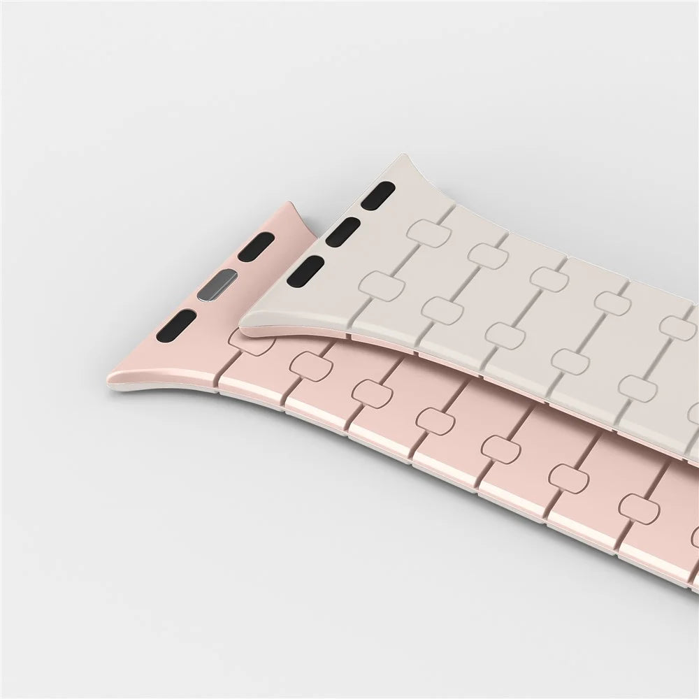 KALEBOL KLB-CXGJ-002 For Apple Watch Ultra 3 2 1 49mm / Series 11 10 46mm / 9 8 7 45mm / SE3 SE2 SE 6 5 4 44mm / 3 2 1 42mm Silicone Band - Starlight+Pink - 6