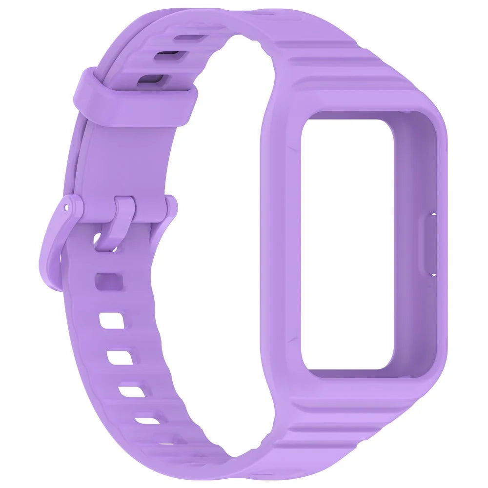 For Samsung Galaxy Fit3 Integrated Silicone Strap with Watch Case Replacement Wrist Band - Purple - 2