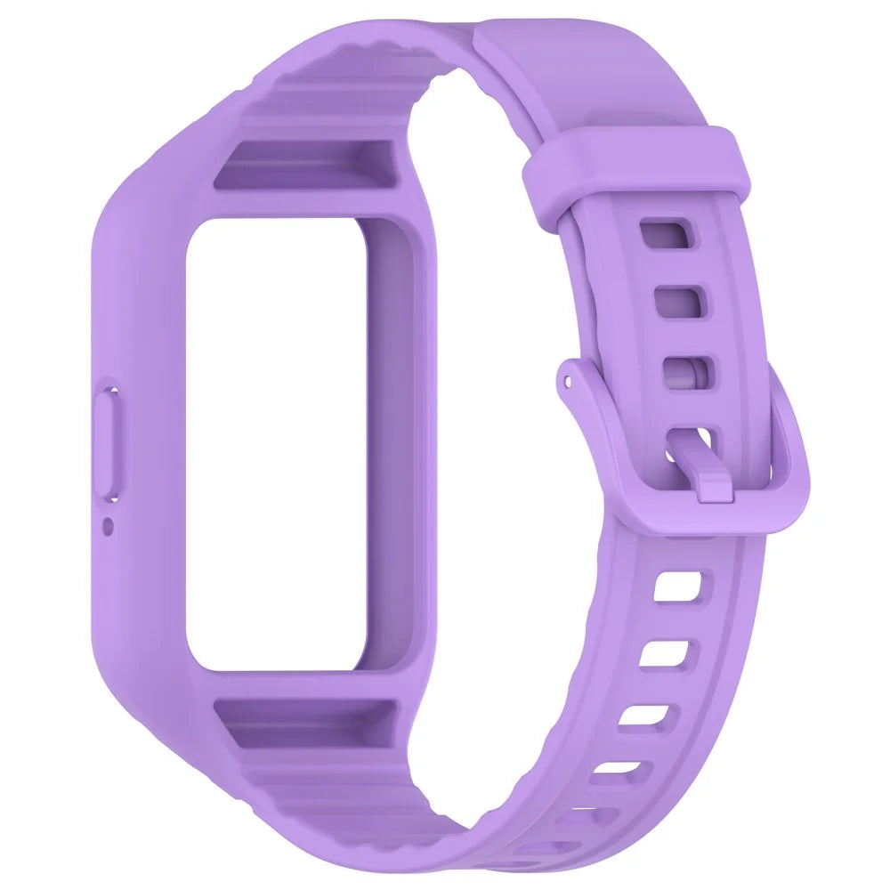 For Samsung Galaxy Fit3 Integrated Silicone Strap with Watch Case Replacement Wrist Band - Purple - 3