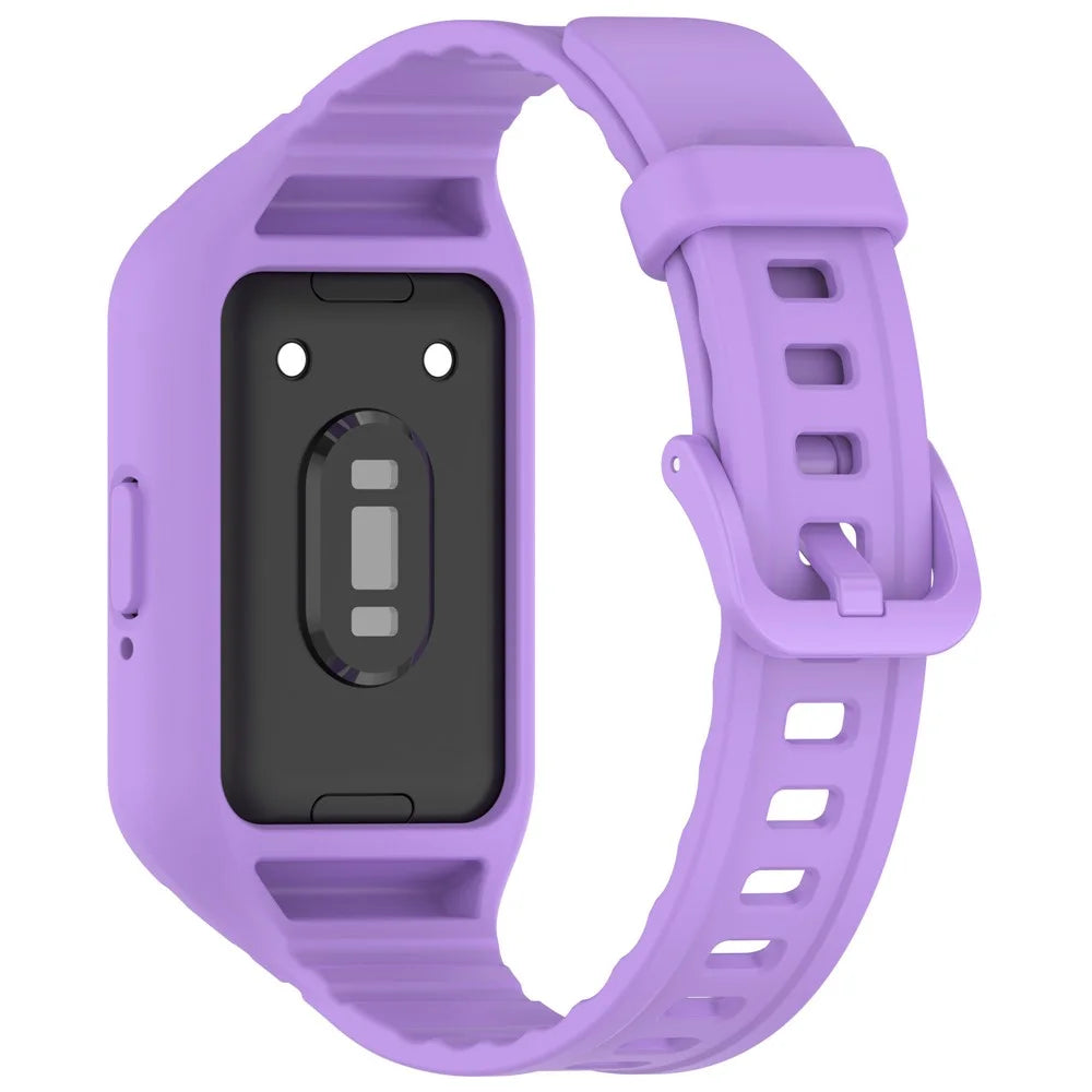 For Samsung Galaxy Fit3 Integrated Silicone Strap with Watch Case Replacement Wrist Band - Purple - 4