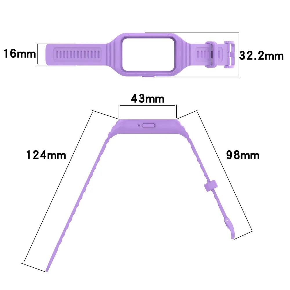 For Samsung Galaxy Fit3 Integrated Silicone Strap with Watch Case Replacement Wrist Band - Purple - 5
