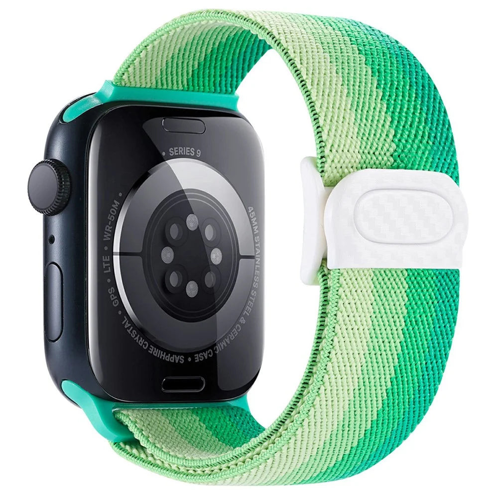 For Apple Watch Ultra 3 2 1 49mm / Series 11 10 46mm / 9 8 7 45mm / SE3 SE2 SE 6 5 4 44mm / 3 2 1 42mm Nylon Watch Strap - Gradient Green - 1