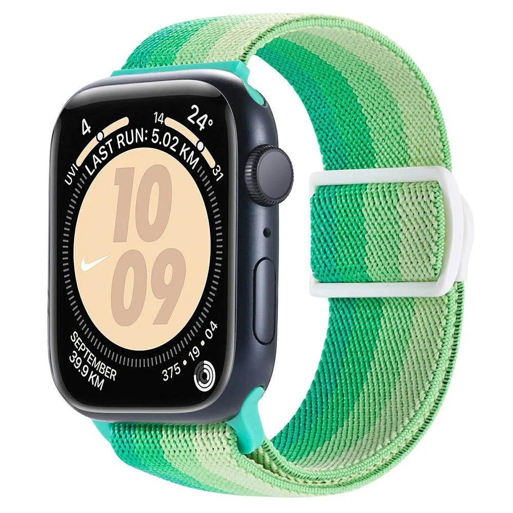 For Apple Watch Ultra 3 2 1 49mm / Series 11 10 46mm / 9 8 7 45mm / SE3 SE2 SE 6 5 4 44mm / 3 2 1 42mm Nylon Watch Strap - Gradient Green - 2