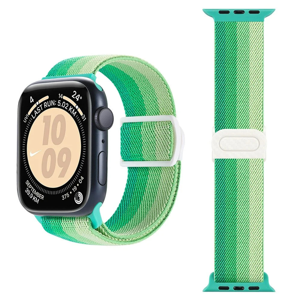 For Apple Watch Ultra 3 2 1 49mm / Series 11 10 46mm / 9 8 7 45mm / SE3 SE2 SE 6 5 4 44mm / 3 2 1 42mm Nylon Watch Strap - Gradient Green - 3