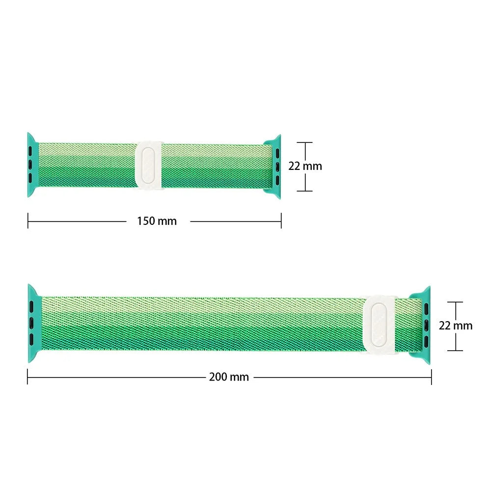 For Apple Watch Ultra 3 2 1 49mm / Series 11 10 46mm / 9 8 7 45mm / SE3 SE2 SE 6 5 4 44mm / 3 2 1 42mm Nylon Watch Strap - Gradient Green - 7