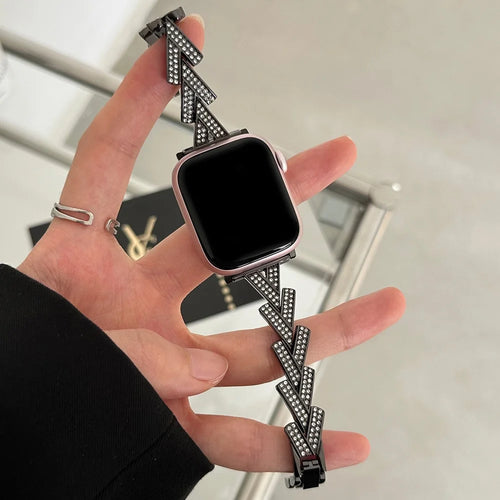 Strap For Apple Watch Series 11 10 42mm / 9 8 7 41mm / SE3 SE2 SE 6 5 4 40mm / 3 2 1 38mm Zinc Alloy Watch Band - Black - 1