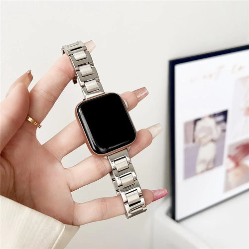 Watch Strap for Apple Watch Series 11 10 42mm / 9 8 7 41mm / SE3 SE2 SE 6 5 4 40mm / 3 2 1 38mm Stainless Steel 14mm Watchband - Silver - 1